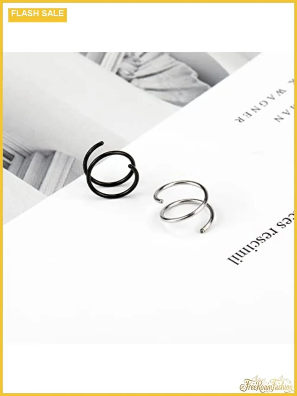 20G Double Nose Ring Hoop for Single Piercing - 2 Pack Body Jewelry